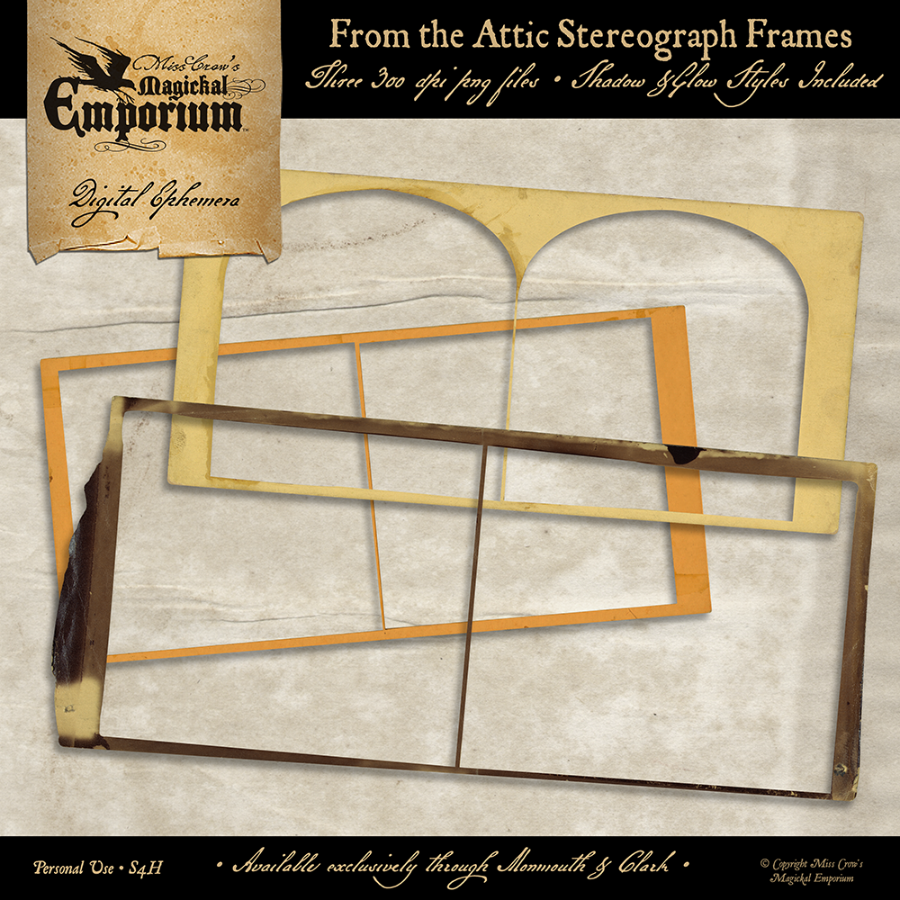 Collage of vintage stereograph frames ephemera